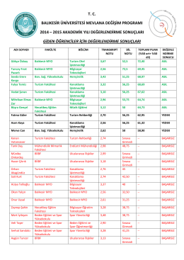 Öğrenciler için Değişim Sonuçları