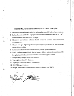 oKsiJEN MANoMETREsİ TEKNİK sARTNAMEsİ (TÜP İÇİN)
