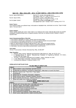 MAK 353 İMAL USULLERİ DERS UYGULAMA BELGESİ 2.Vize
