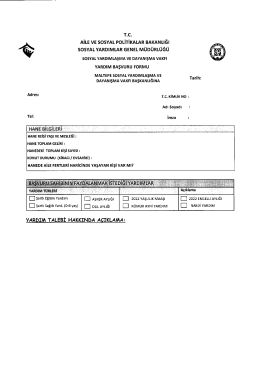 SYDV Yardım Başvuru Formu veya Başvuru Dilek&ccedil;esi