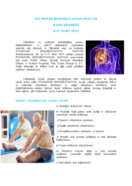 Pulmoner Rehabilitasyon Haftası - Tekirdağ Halk Sağlığı Müdürlüğü