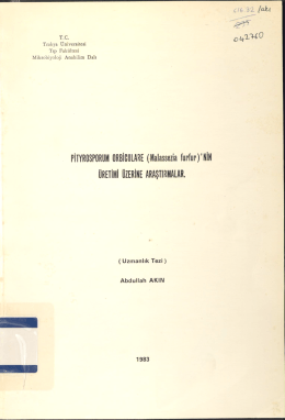 Malassezia furfur - Trakya &Uuml;niversitesi