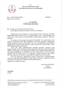 ı* fa, MıLLı EGiTiM BAKANLIGI - &Ouml;zel &Ouml;ğretim Kurumları Genel