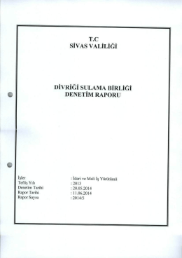 T.c sİvAs vALİLİĞİ DİVRİĞİ sULAMA BİRLİĞİ