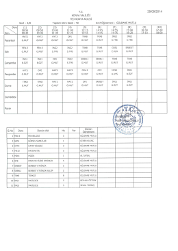 3/B Sınıfı Ders Programı