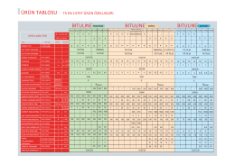 ÜRÜN TABLOSU Ts EN 13707 ÜRÜN ÖzELLiKLERi