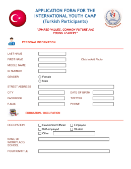 APPLICATION FORM FOR THE INTERNATIONAL YOUTH CAMP