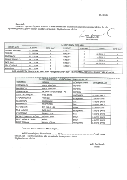 23.10.2014 Sayın Veli - Erol Altaca Eğitim Kurumları