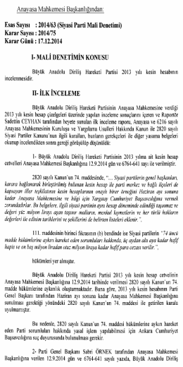 2014/63 (Siyasi Parti Mali Denetimi), K