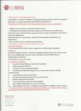 &ldquo;BEKACLEAN ETKEN MADDE BİLGİSİ *Antiseptik ve