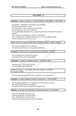 yds kelime listesi fiiller 8