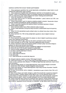 CERRAHİ ASPİRAT&Ouml;R CİHAZI TEKNİK ŞARTNAMESİ