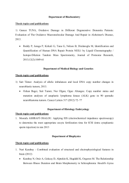 Department of Biochemistry Thesis topics and publications 1