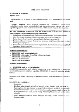 KULLANMA TALİMATI DULESTER 30 mg kaps&uuml;l Ağızdan alınır