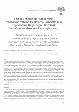 Spinal Anestezi ile Transüretral Rezeksiyon Yapılan