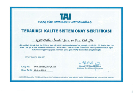 TAI-TUSAŞ Tedarik&ccedil;i Kalite Onay Belgesi