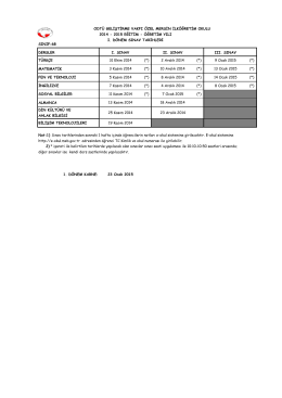 SINIF:6B DERSLER I. SINAV II. SINAV III. SINAV TÜRKÇE 31 Ekim