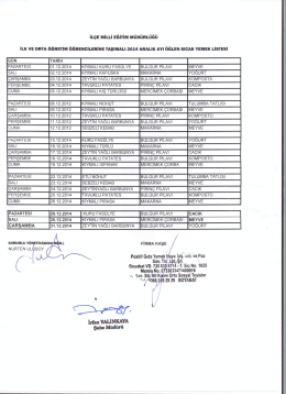 yemek list - Boyabat İlçe Milli Eğitim Müdürlüğü