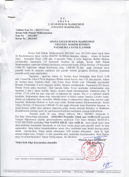 T. C. ADANA _ 2. SULH HUKUK MAHKEMESI (VESAYET