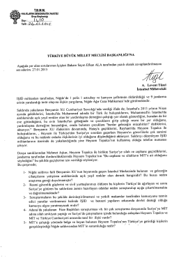 T&Uuml;RKİYE B&Uuml;Y&Uuml;K MİLLET MECLİSİ BAŞKANLIĞııNA