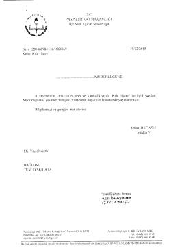 19/02/2015 Tarihli Yazılar - Pasinler İlçe Milli Eğitim Müdürlüğü
