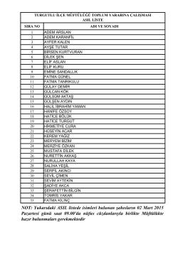 NOT: Yukarıdaki ASIL listede isimleri bulunan şahısların 02 Mart