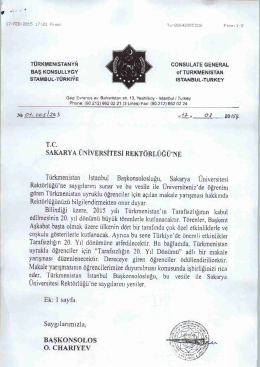 T&uuml;rkmenistan İstanbul Başkonsolosluğu Yazısı