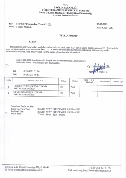 10 cc kilitli enjekt&ouml;r ve &uuml;&ccedil; yollu musluk alımı 10.03.2015 saat 10:00