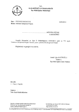T&uuml;m Okul M&uuml;d&uuml;rl&uuml;klerine -Atletizm Geliştirme Projesi