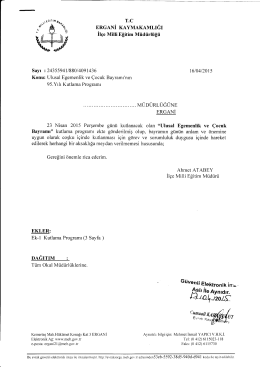 YAZI - Ergani İl&ccedil;e Milli Eğitim M&uuml;d&uuml;rl&uuml;ğ&uuml;