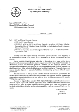 T.c ADAPAZARI KAYMAKAMLIĞI Il&ccedil;e Miııi Eğitim M&uuml;d&uuml;rl&uuml;ğ&uuml;