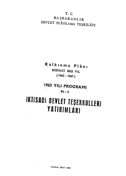 T. c. BA şBAKANL IK DEVLET PLANLAMA TEŞKİL&Auml;TI Kalkınma Pl&acirc;nı