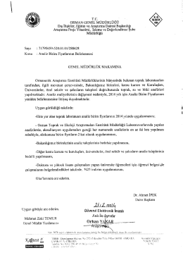 172_2014 Yılı Toprak Analiz Birim Fifat Listesi