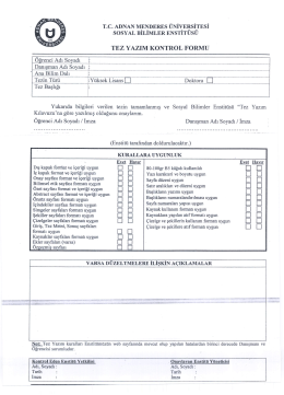 tez yazım kontrol formu - Adnan Menderes Üniversitesi