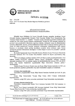 1298_2013 Yili Ecane Satis hasilati bilgisinin Medulaya girilmesi