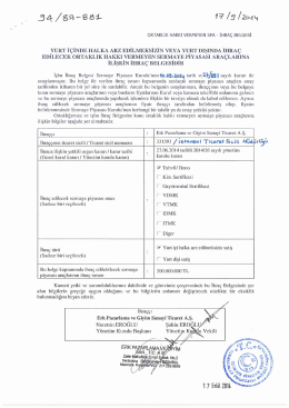 Erk Pazarlama ve Giyim Sanayi Ticaret A.Ş. İhraç Belgesi