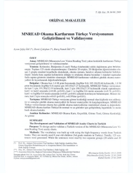 MNREAD Okuma Kartlarmın T&uuml;rk&ccedil;e Versiy&ouml;nunun Geliştirilmesi ve