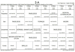 3.sınıflar ders programı