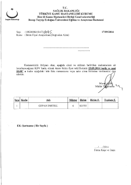 döküman için tıklayınız. - Rize Eğitim ve Araştırma Hastanesi