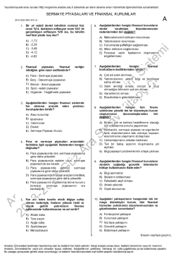 sermaye piyasaları ve finansal kurumlar