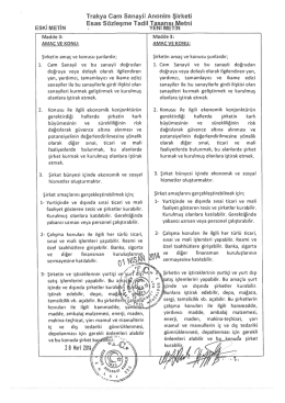 SPK ve Bakanlık Onaylı Esas Sözleşmesi Tadil
