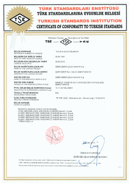 T&Uuml;RK sTANDARDLARı ENsTiT&uuml;s&uuml; - İzmir Demir &Ccedil;elik Sanayi A.Ş.