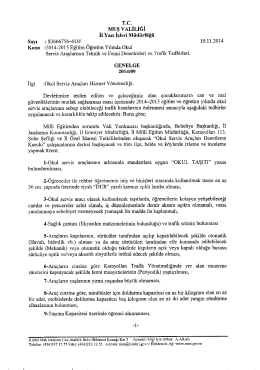 2014 - 2015 eğitim öğretim yılında okul servis