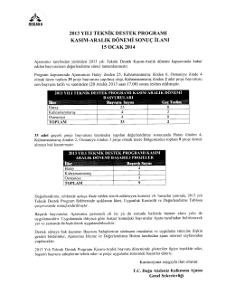 2013 YILI TEKNİK DESTEK PROGRAMI KASIM