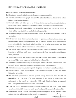 HBv, CMV KANTİTATLP&not; REAL TİME PCR KİTLERİ