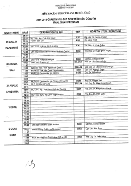 2014-2015 &ouml;ĞRETlM YıLı G&uuml;z D&Ouml;NEMİ &ouml;RG&uuml;N &ouml;ĞRETiıvı FıNAL