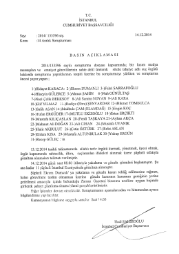 14 Aralık 2014 Tarihli Basın A&ccedil;ıklaması