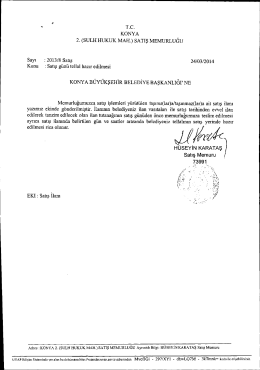 2013/8 Satış 24/03/2014 - Konya B&uuml;y&uuml;kşehir Belediyesi