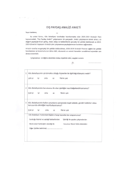 Dış PAYDAş ANALİZİ ANKETİ