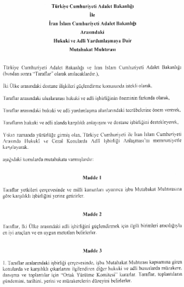 T&uuml;rkiye Cumhuriyeti Adalet Bakanlığı ile İran İslam